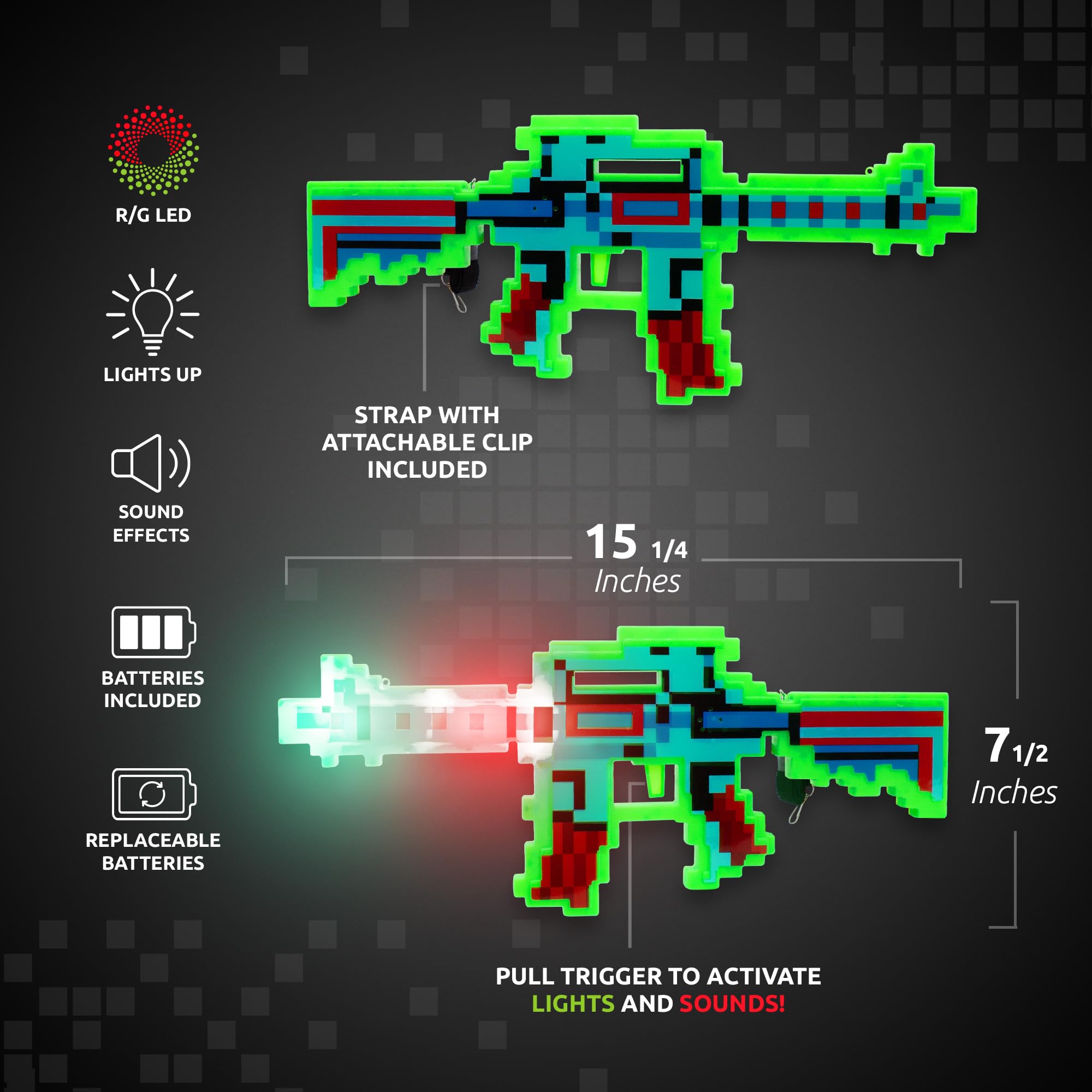 Windy City Novelties LED Light up Pixel Toy Gun