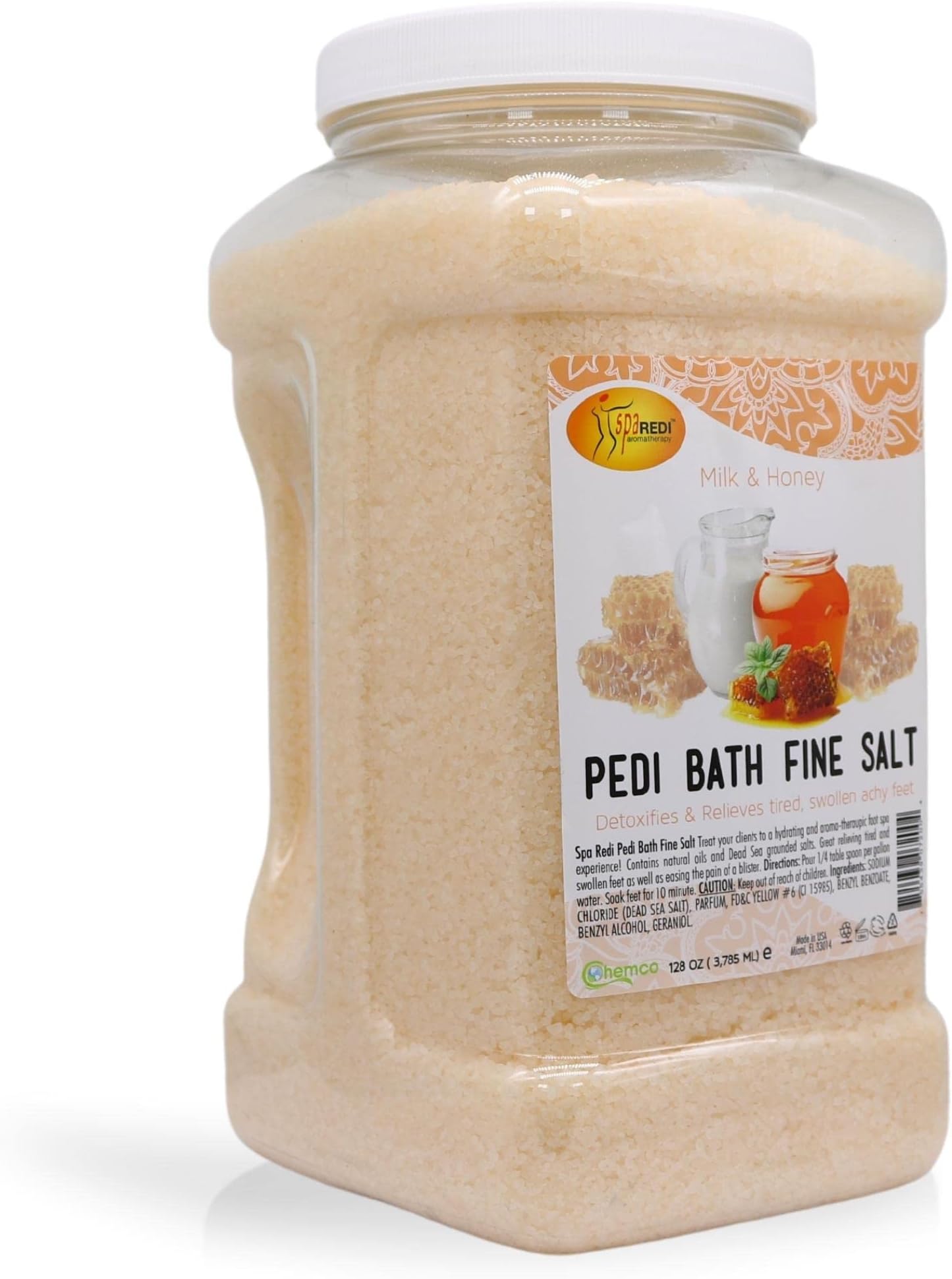SPA REDIPedi Bath Fine Salt, Milk & Honey, 1 Gallon