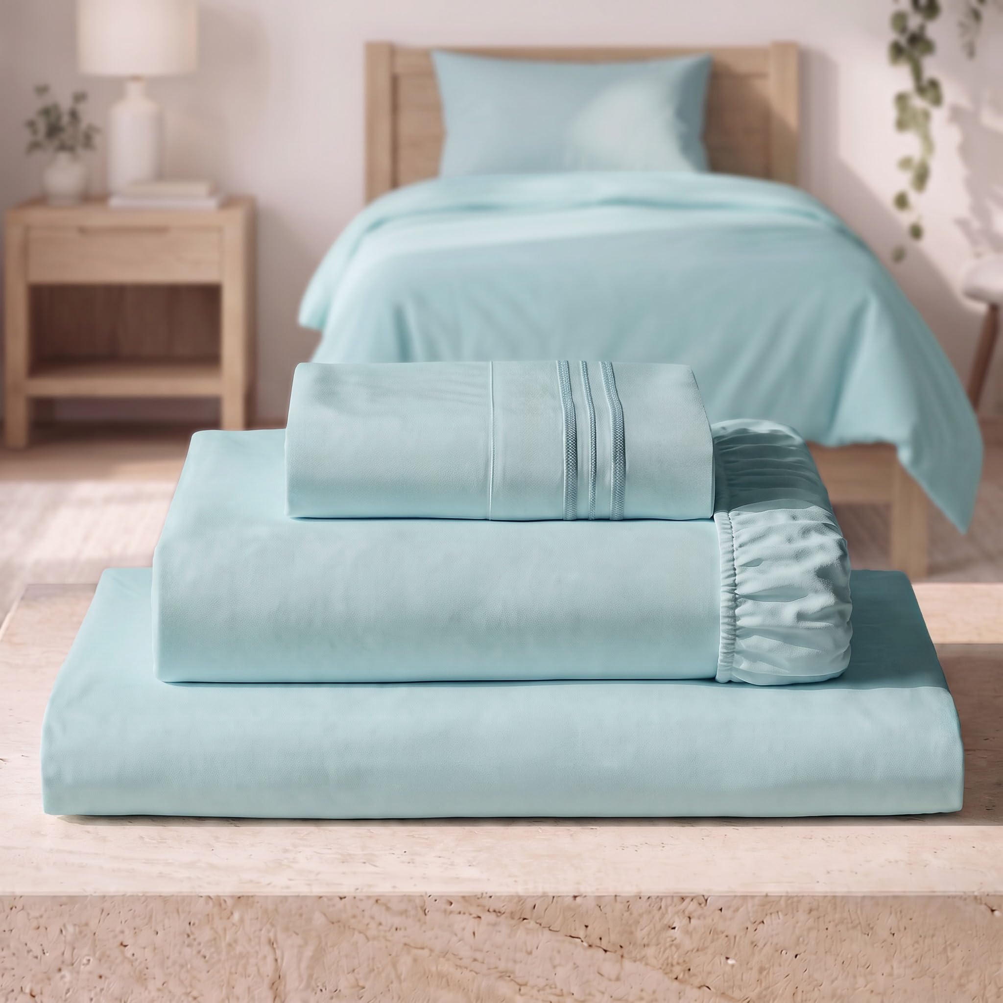 Mellanni Iconic 3-Piece, Ultra Soft Sheet Set (Twin XL, Aqua)