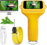 Vista 1 de Microscopio Digital para Niños, Pantalla de 2" Microscopio de Mano 1000X HD de Bolsillo Microscopios Portátiles con Cámara, Regalos de Cumpleaños