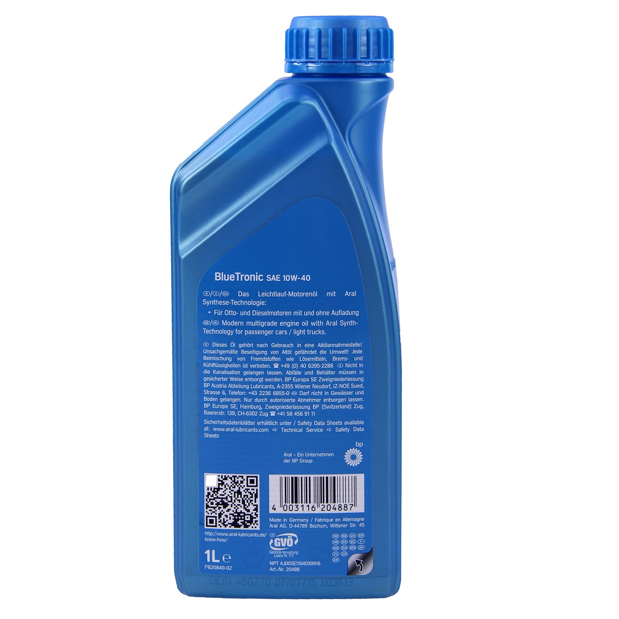 1 l + 4 l = 5 litri ARAL BLUETRONIC BLUE TRONIC 10W-40 olio motore