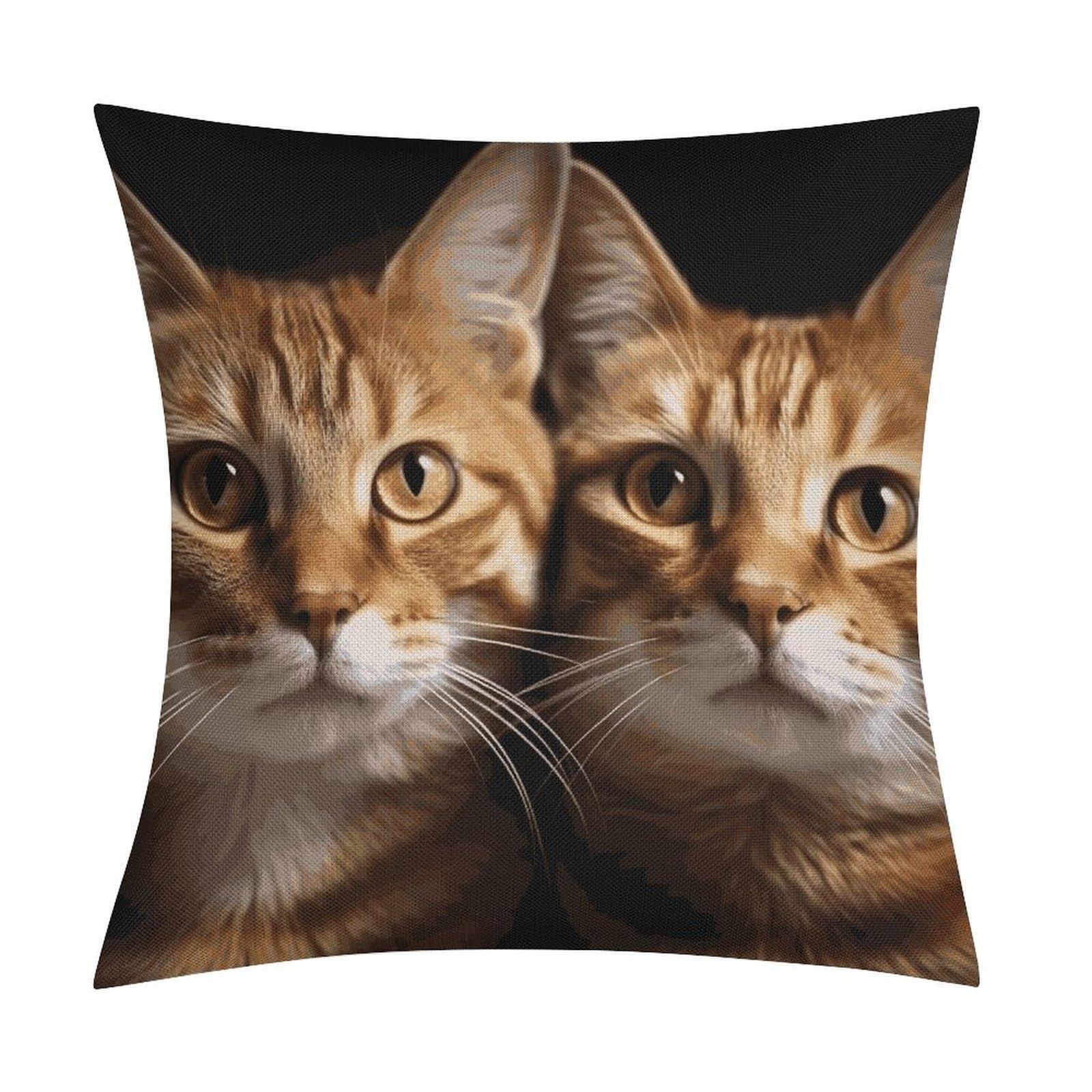 JTREHY Cats Throw Pillow Covers Farmhouse Pillow Cover Standard Pillow Shams Decorative Square Pillowcases Soft Pillow Cases Wrinkle Fade Resistant for Couch Home 18x18 Inch