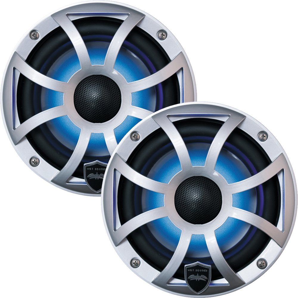 Wet Sounds REVO 8-XSS Marine Speakers (Renewed) - 8 Inch Coaxial LED Silver Grille Pair