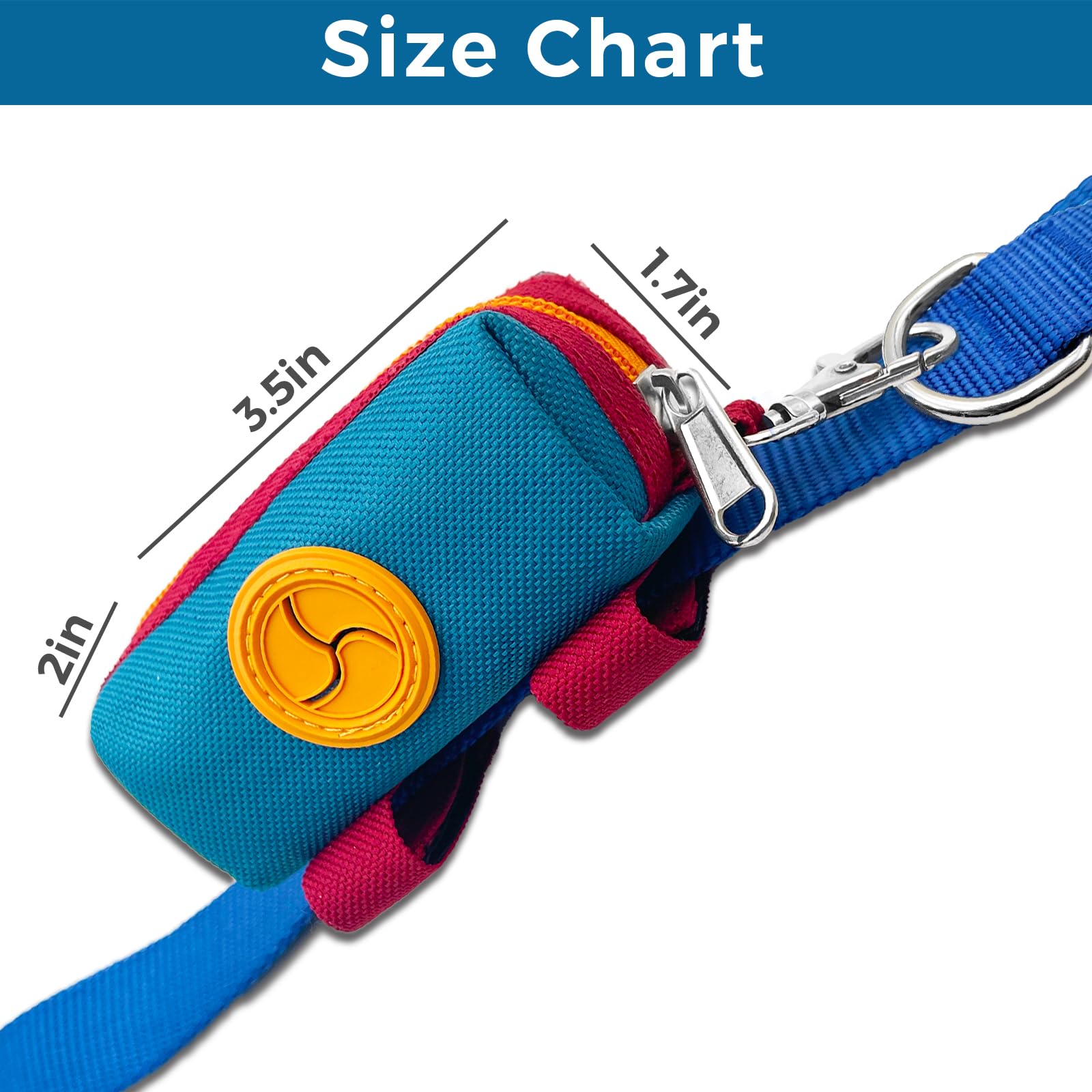 Soporte para bolsas de excrementos de perro, bolsa con cremallera, dispensador portátil de bolsas para excrementos de perro con 1 clip de metal, soporte de lona a juego para bolsas de basura