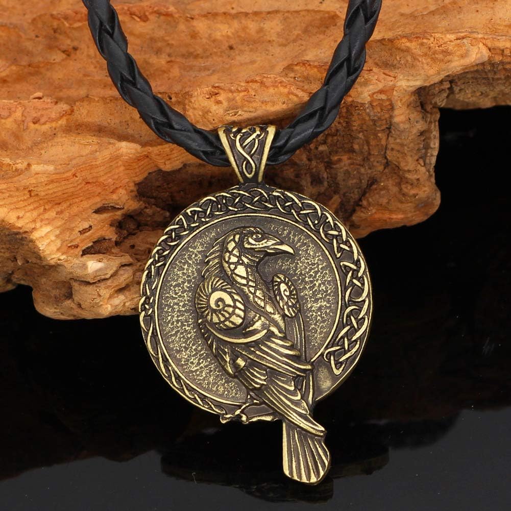 Crow Pendant Necklace Vintage Celtic Viking Crow Pendant Nordic Amulet Necklace for Women Men Gothic Jewelry - Image 2