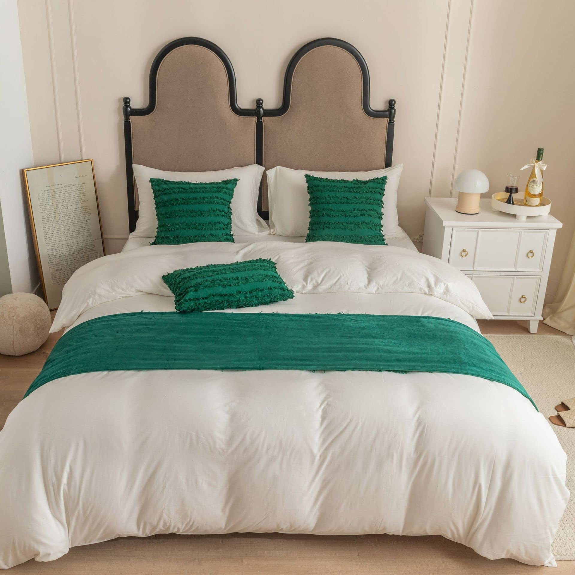 Fudaiki Bed Runner Bed Throws for Foot of Bed Bedding Scarf Protection for Bedroom Hotel Green King