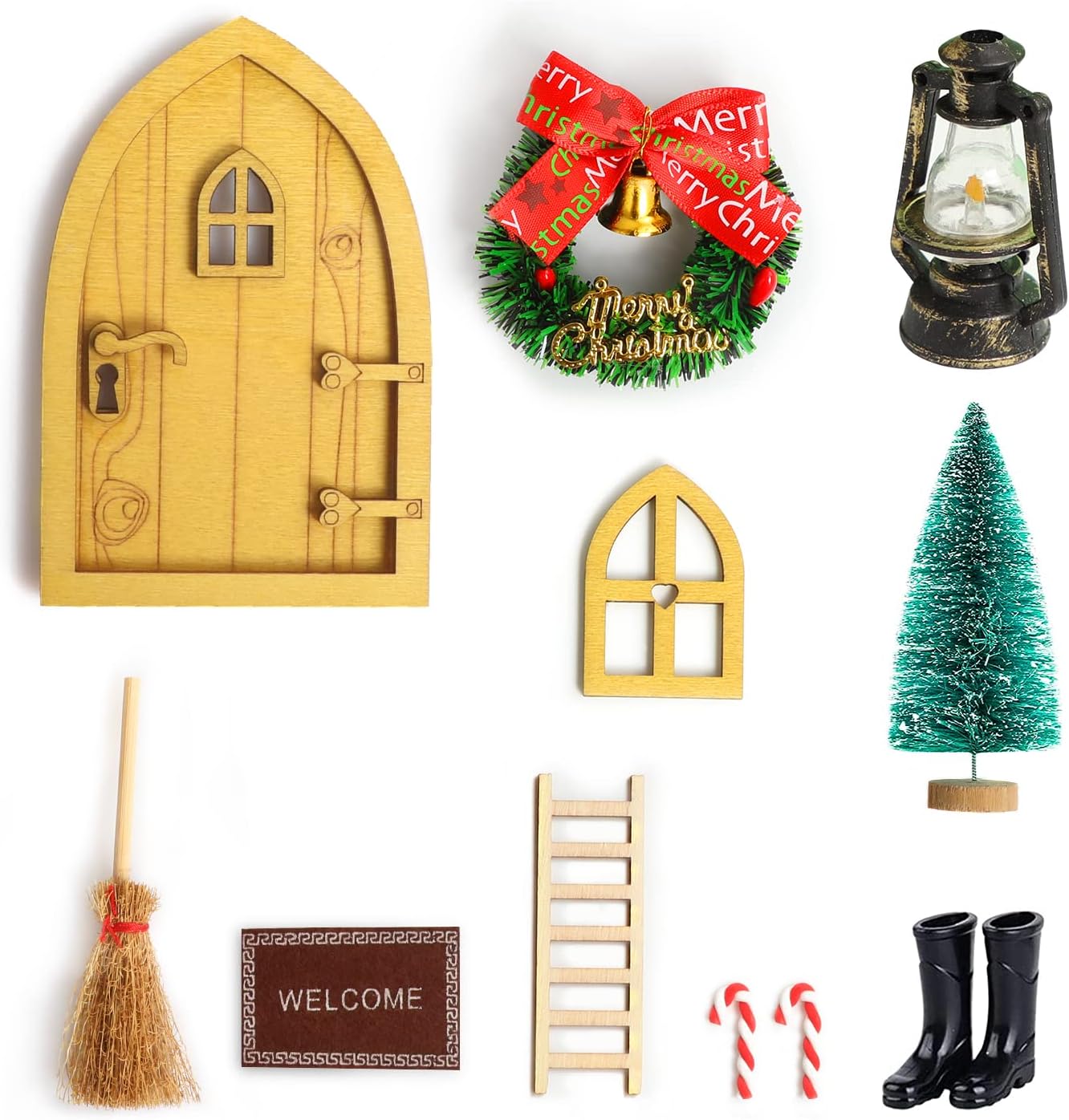 AmzKoi Wichteltür Set Mit 12 Zubehörteilen - Magische Weihnachtsdekoration Für Kinder