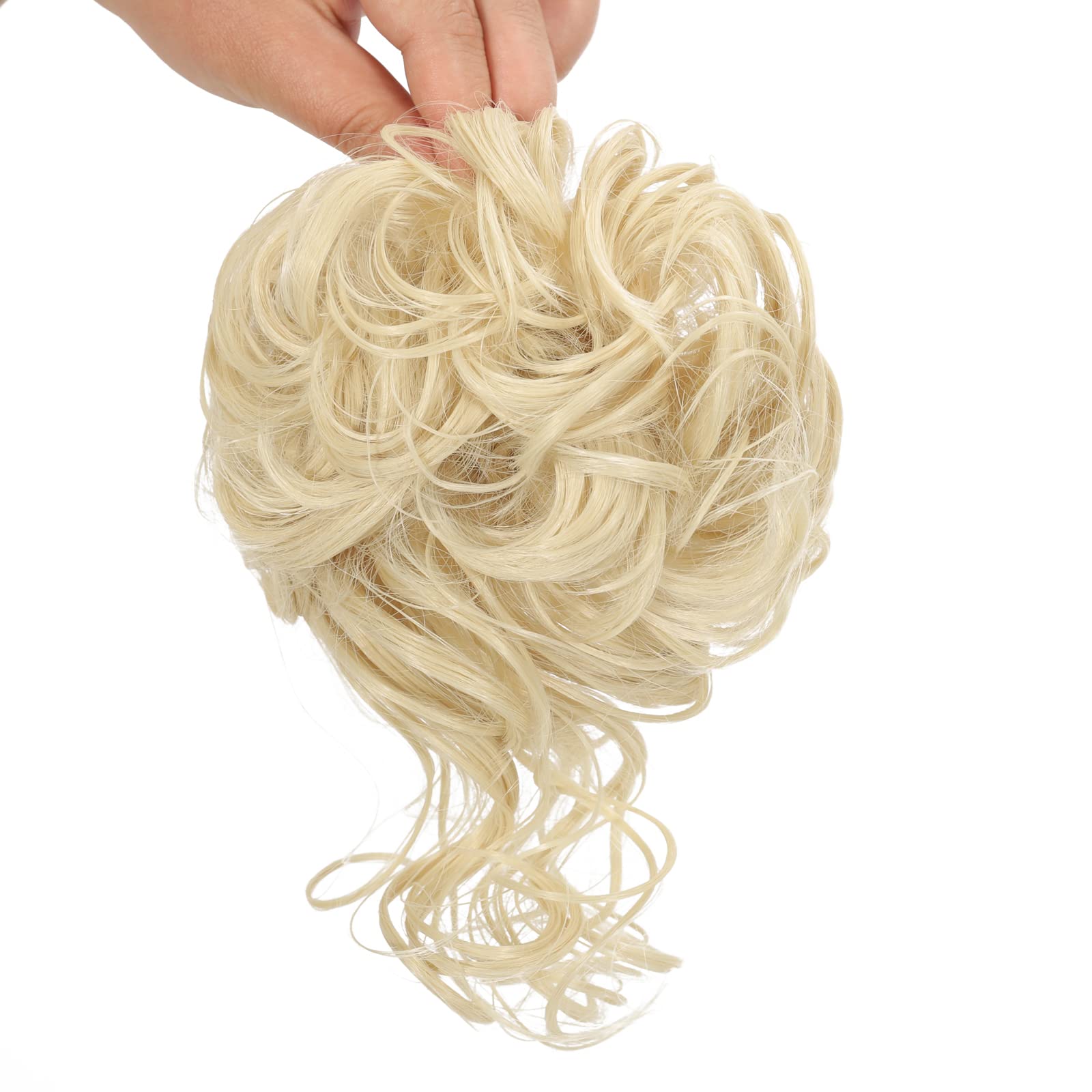 Claw Messy Bun Hairpieces Clip Wavy Curly Chignon Clip in Hairpieces Tousled Updo Doughnut Bun Synthetic Hair Ponytail for Women Girls - Image 2