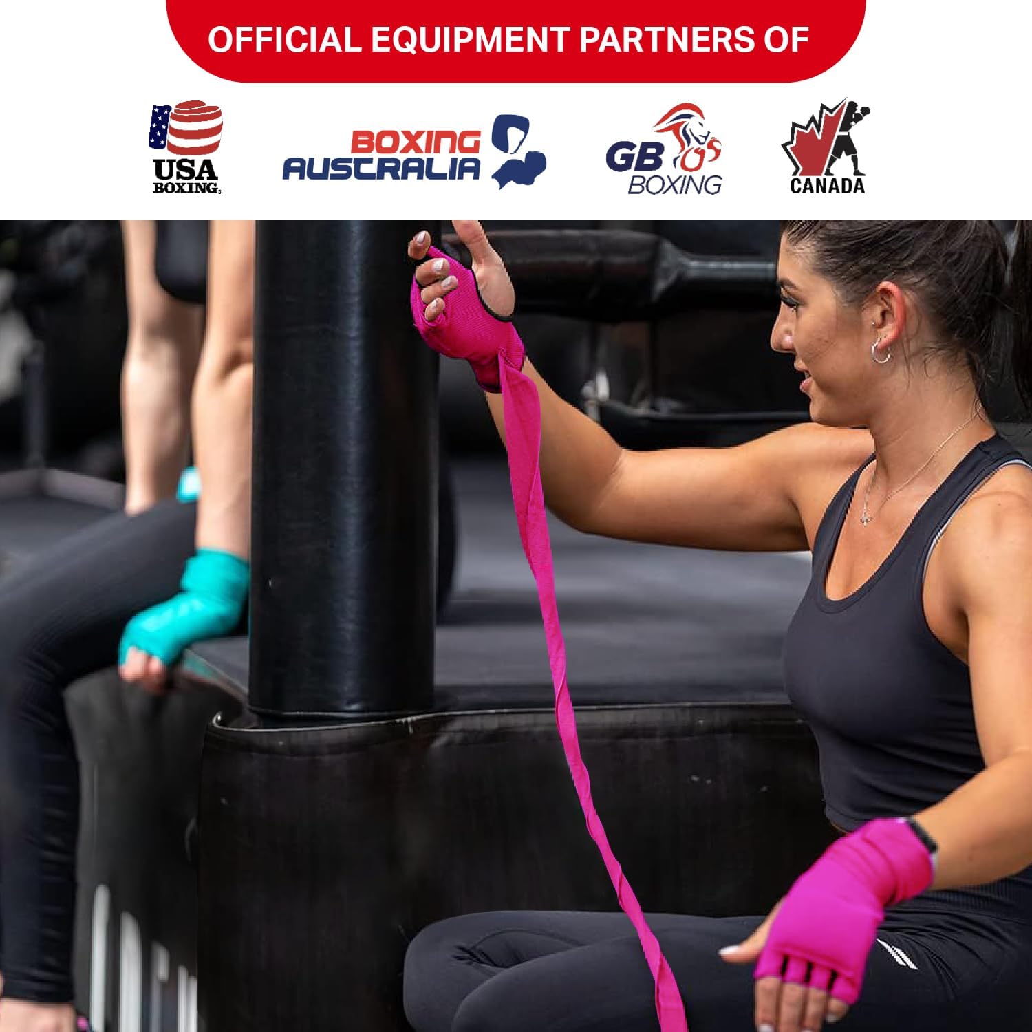 STING Quick Boxing Hand Wrap Gloves - Elastic Compression & Knuckle Padding - MMA & Muaythai Hand Protection for Training & Competition - Pink, Medium - Men & Women