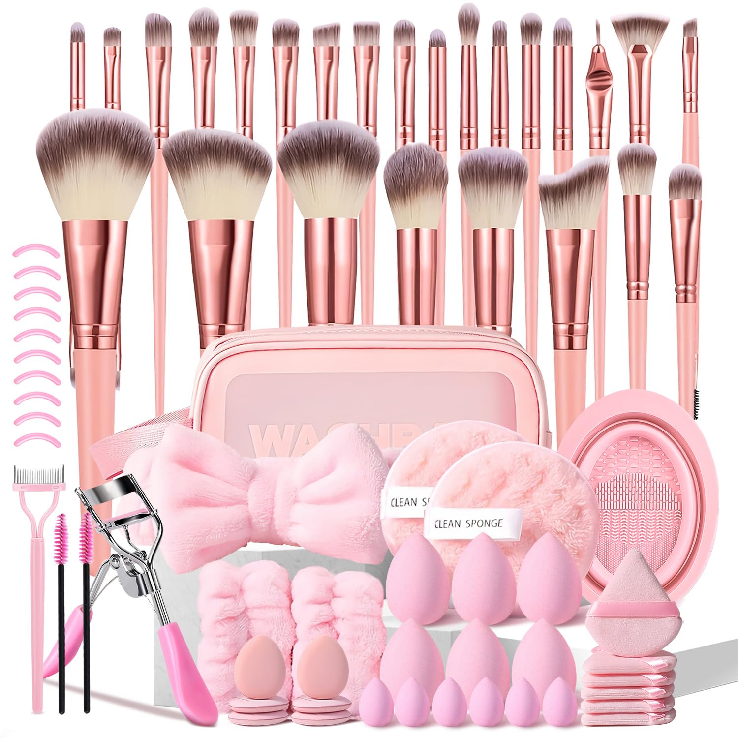 Amazon.co.jp: HGHDBT 70点セット ピンクメイクブラシセット