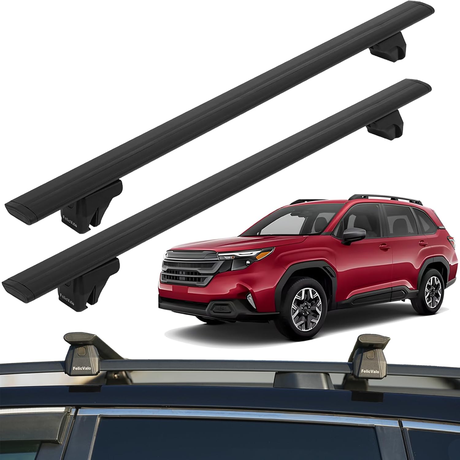 FelicValo 53” All Metal Roof Rack Cross Bars Universal Fit Raised Side Rails, 260lbs Heavy Duty Aluminum Roof Racks Extended for Rooftop Cargo Carrier Bike Kayak Luggage FelicValo 53” All Metal Roof Rack Cross Bars Universal Fit Raised Side Rails, 260lbs Heavy Duty Aluminum Roof Racks Extended for Rooftop Cargo Carrier Bike Kayak Luggage
