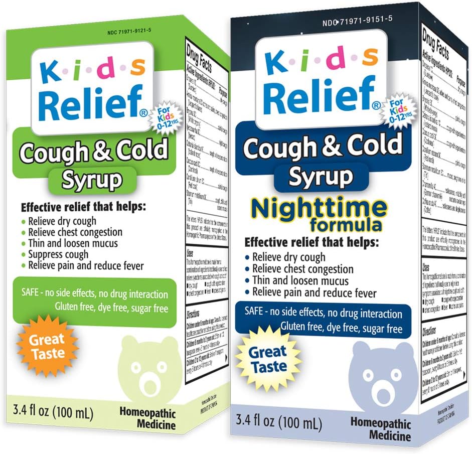 Kids Relief Combo de jarabe para la tos y el frío fórmula diurna y