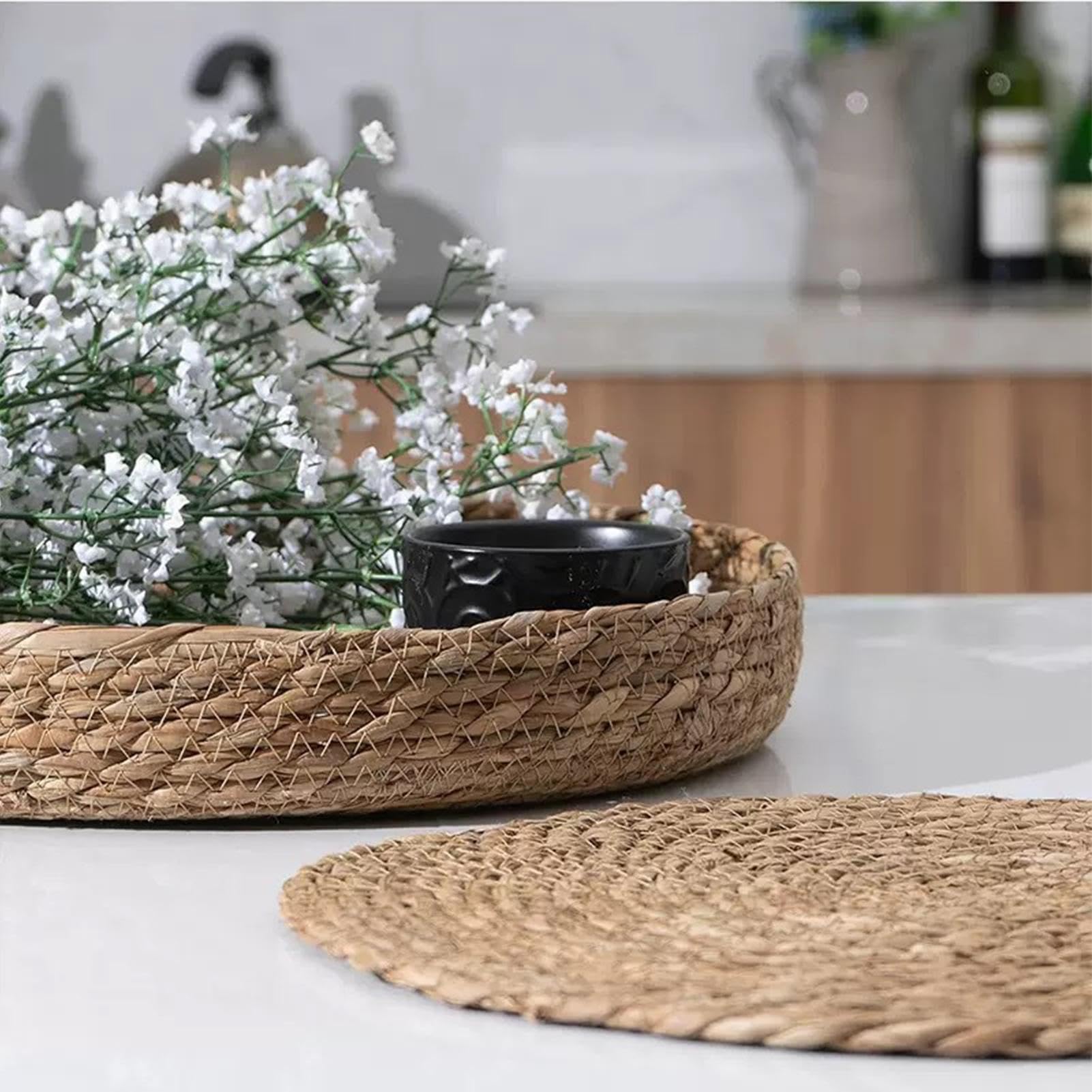 Tovaglietta In Rattan Set Di 6 Tovagliette In Rattan Naturale Intrecciato A | Set Di Sottopiatti Per Cucina Casa Patio Giardino Picnic Campeggio Matrimonio F