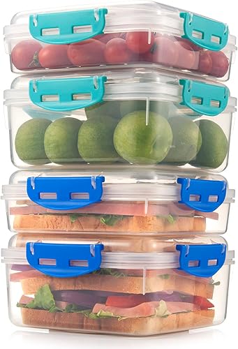 Miniatura 7 de Freshmage 3 recipientes para sándwich con tapas, 100% herméticos, sin BPA, aptos para microondas y lavavajillas, incluye 3 recipientes de sándwich