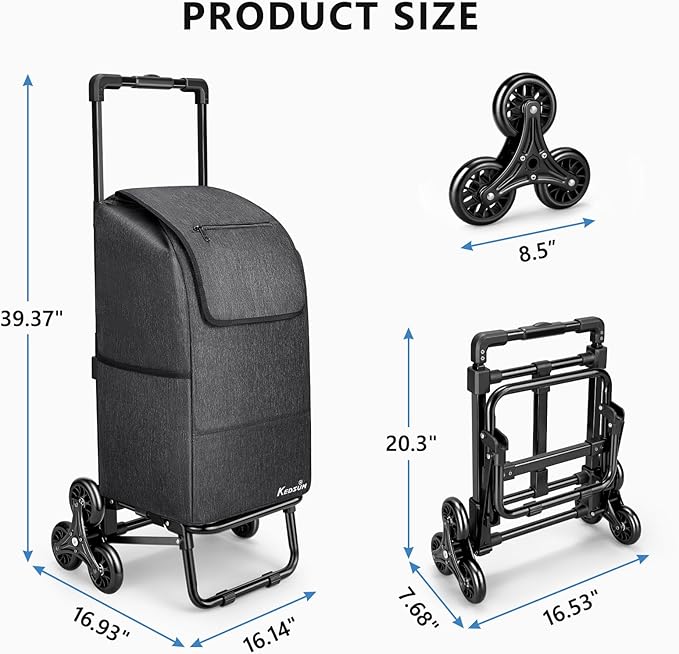 Carrito de compras plegable KEDSUM, 60L, negro miniatura 2
