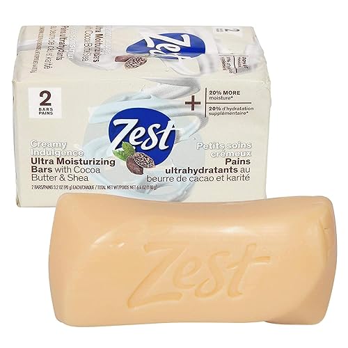 High Ridge Zest - Barra de belleza ultra hidratante original, manteca de karité de cacao, jabón en crema familiar para pieles sensibles, 2 barras de