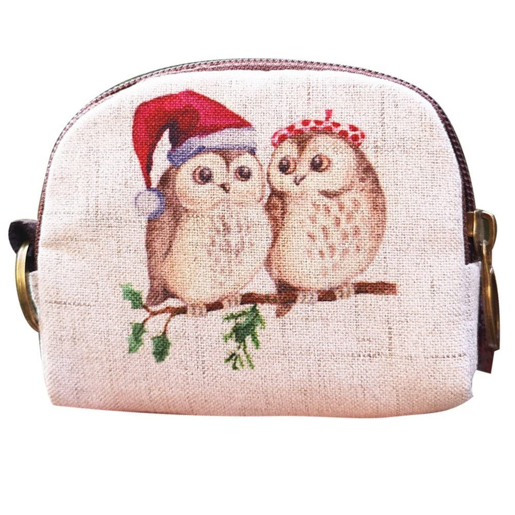 Uiehbcv Women's Style 3 Cartoon Short Wallet Vintage Canvas Shell Coin Purse Lady Card Holder Kids Cartoon/Owl Small Change Purses