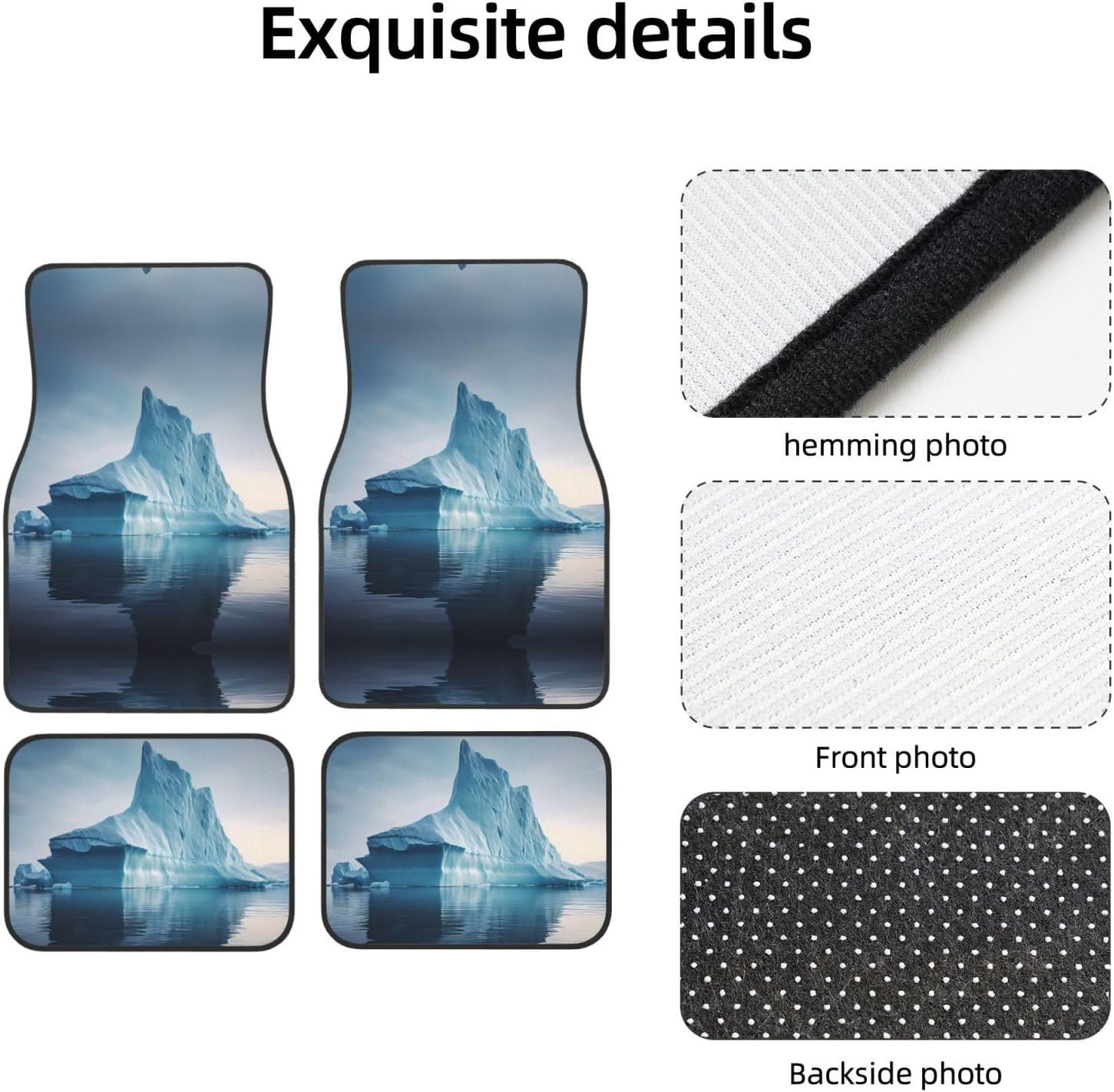 icebergs Patterned car mats 4-piece set | For cars/SUVs/trucks | Firm fit without displacement