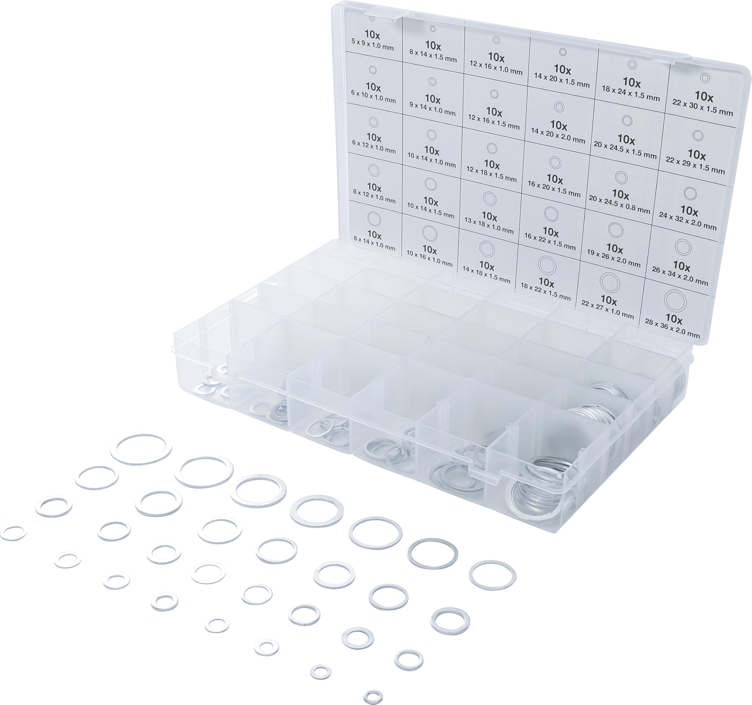 BGS 8143 | Assortimento anelli di tenuta | alluminio | 300 pz.