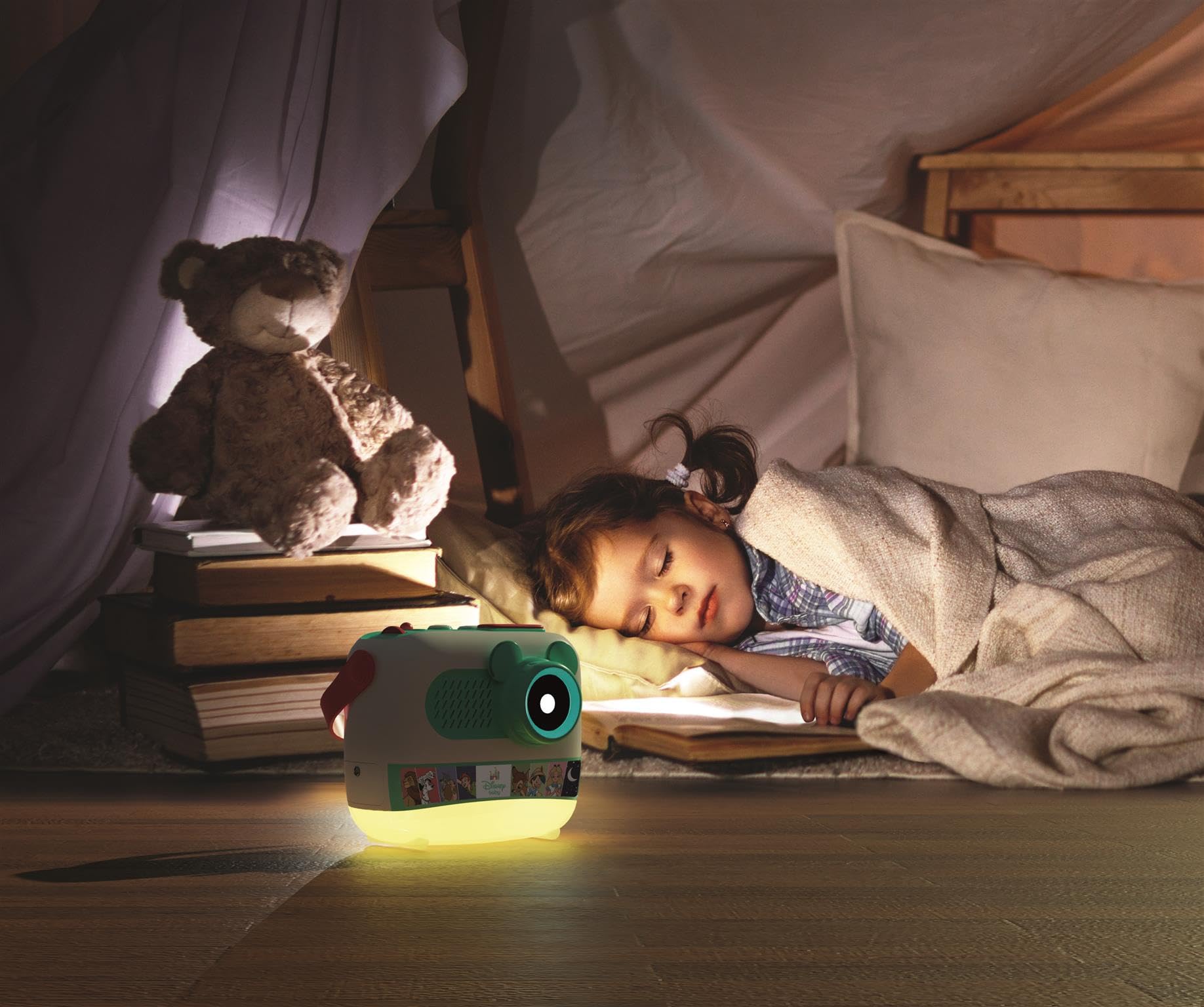 Clementoni – Proyector Cuentos Disney – Cuentacuentos con 8 Historias de Disney con Imágenes y Sonido – Ideal para Hora de Dormir – Bebés a Partir de 12 Meses - Versión en Español, 55182