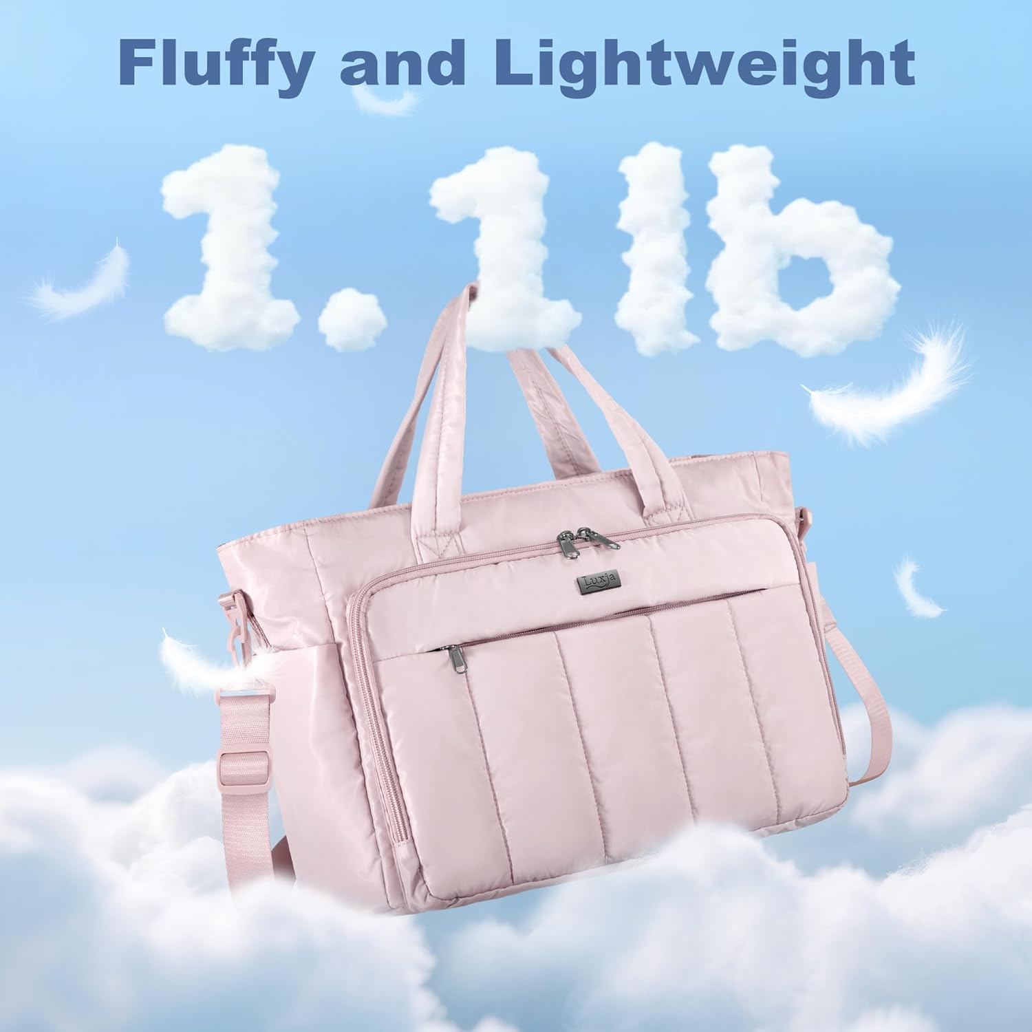 LUXJA Puffer Tote Bag for Women, Lightweight Puffy Tote Bag with Accordion File Pocket and Laptop Sleeve for School and Work - Image 7