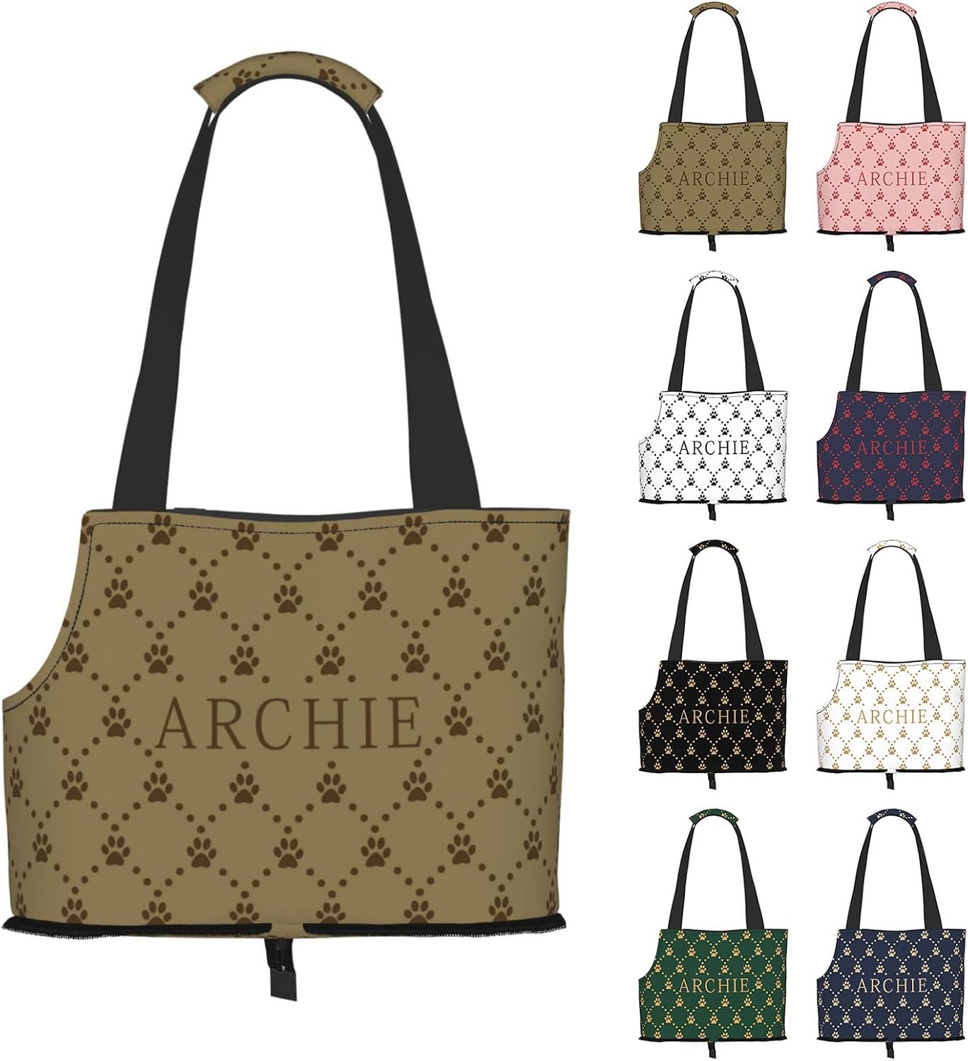 Personalized Dog Carriers for Small Dogs, Custom Dog Carrier Purse with Name, Customized Portable Travel Cat Carriers Bag with Collar Hook, Pets Purse Puppy Tote Bag for Pet Under 22lbs