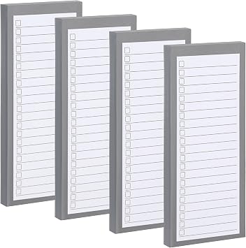 4 Pack Magnetic Notepads for Refrigerator,200 Sheets Grocery List Large Magnet Pad for Fridge,Full Magnet Back Design Magnetic Memo Pads for Grocery List, Shopping List, To-Do List Gray, 4 pack