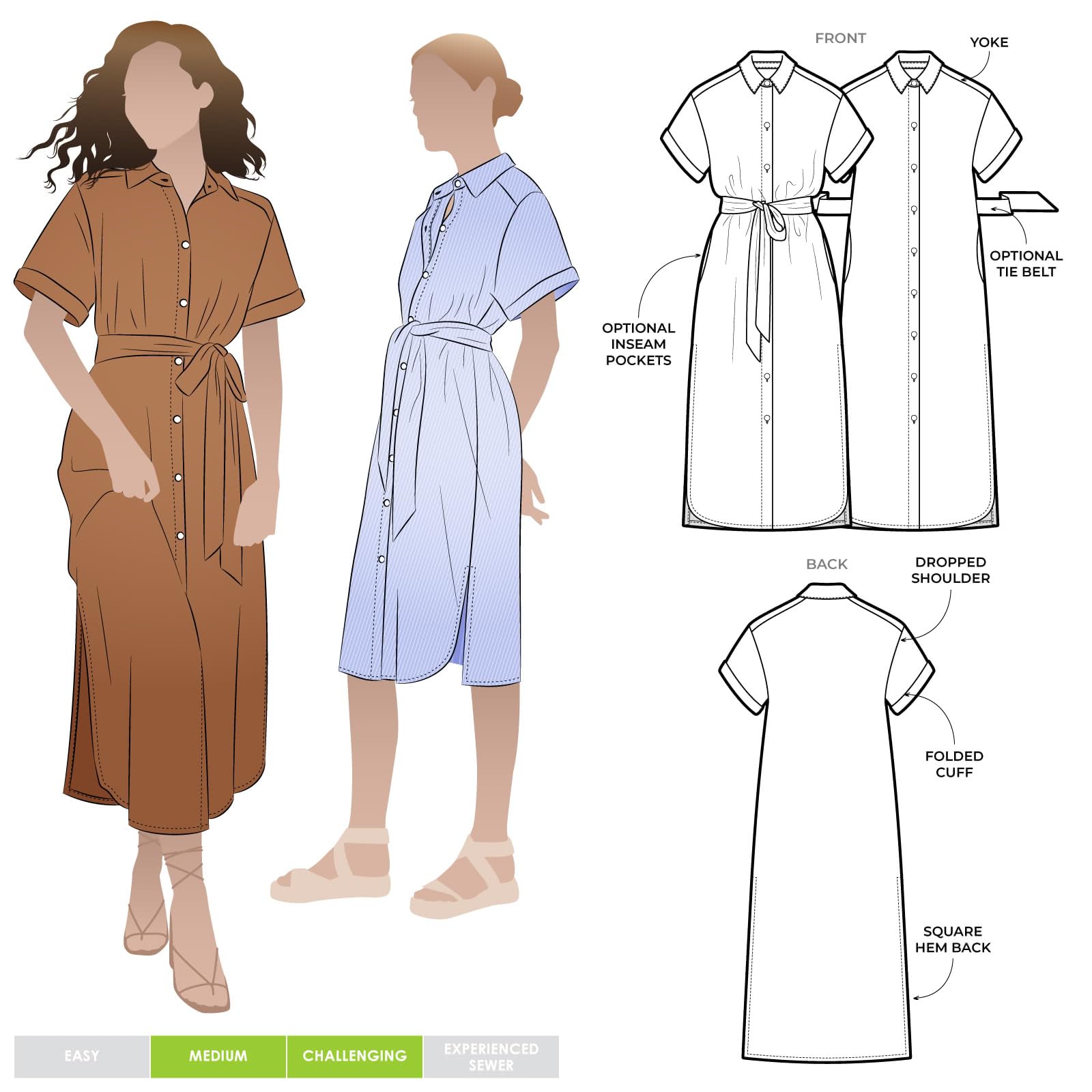 Patron de couture Robe Palmer Style Arc tailles 4-16 pour une création haut de gamme