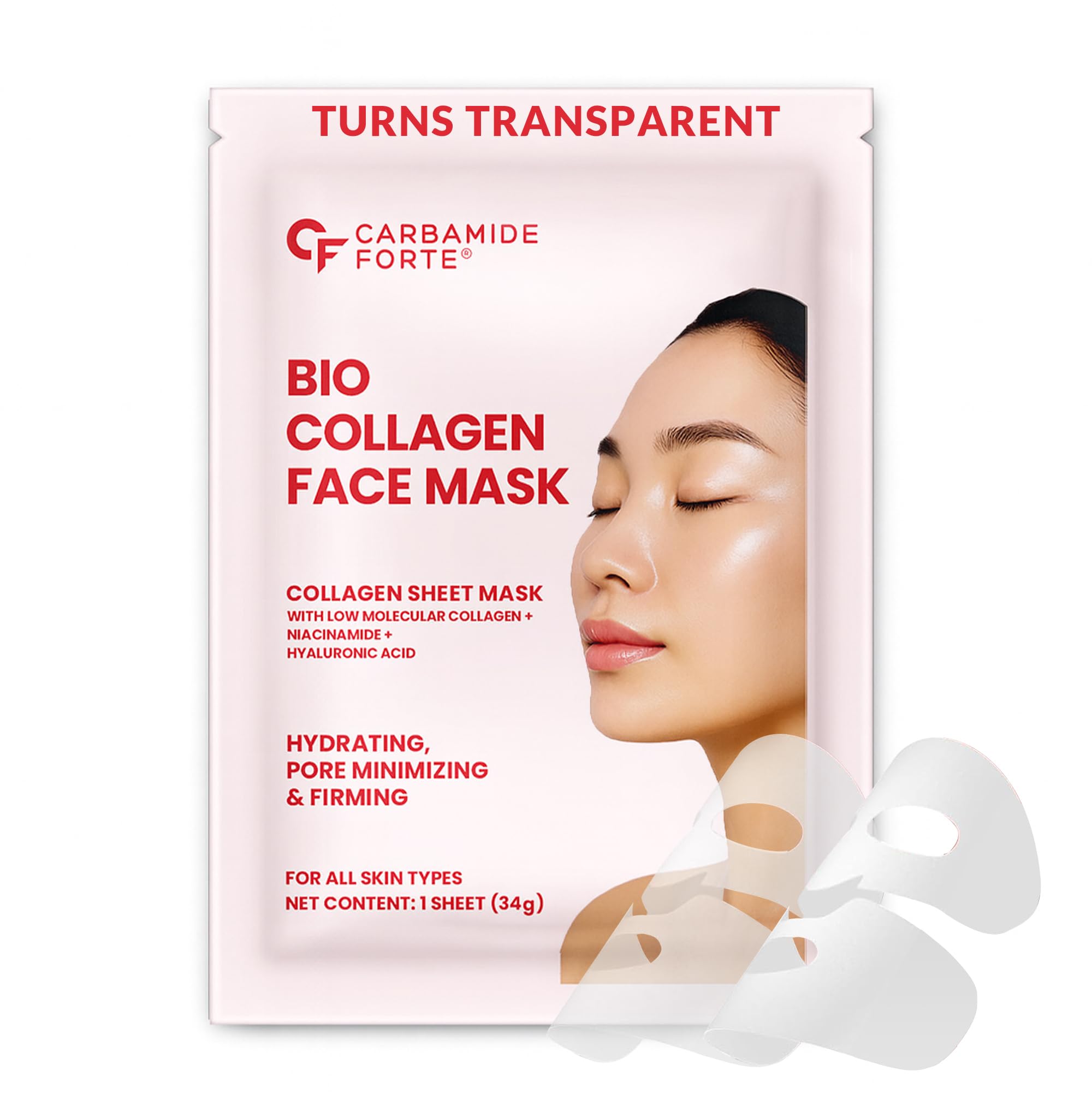 Carbamide Forte Bio Collagen Face Mask Sheet with Low Molecular Collagen, Niacinamide & Hyaluronic Acid | Korean Glass Skin Overnight Hydrogel Face Mask for Deep Hydration, Pore Minimizing, Firming & Moisturizing | Paraben-Free | For All Skin Types |1 Piece - 35g-image-16