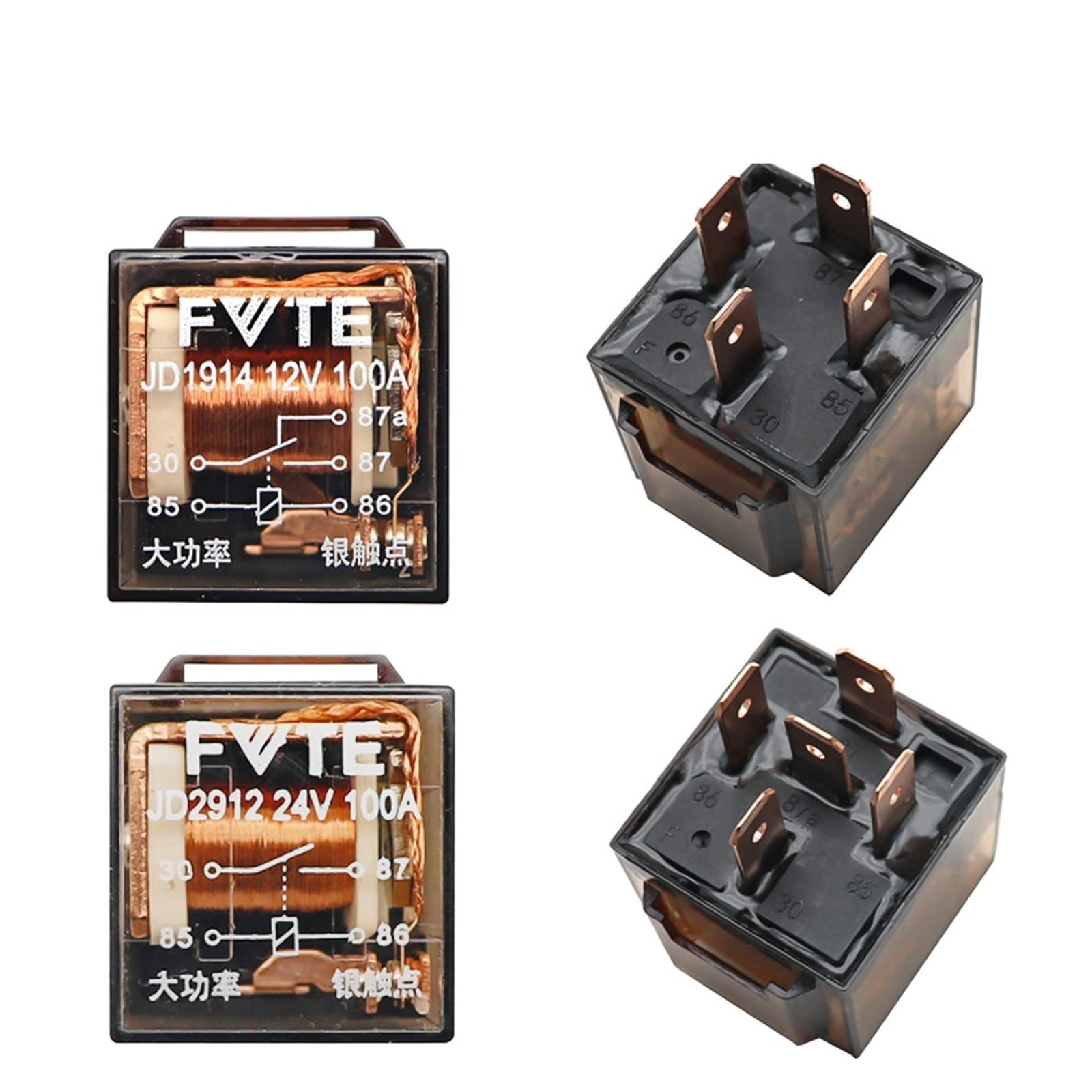 Relé automotriz 12V 100A 4 pines dispositivo de control coche conmutación SPDT 24V DC