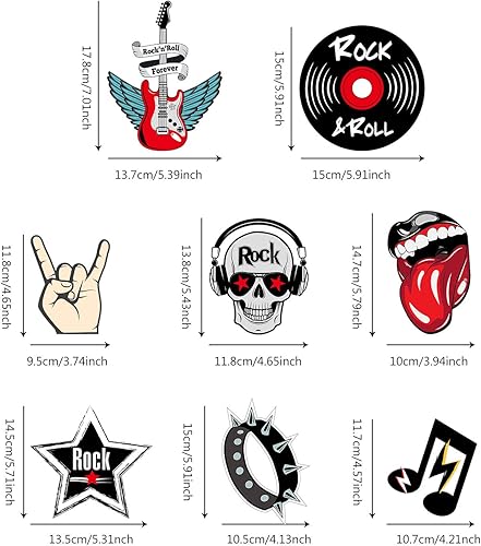 Miniatura 5 de Blulu 30 piezas de decoración de papel de aluminio para fiestas musicales con temática de rock and roll, decoraciones de techo retro colgantes para