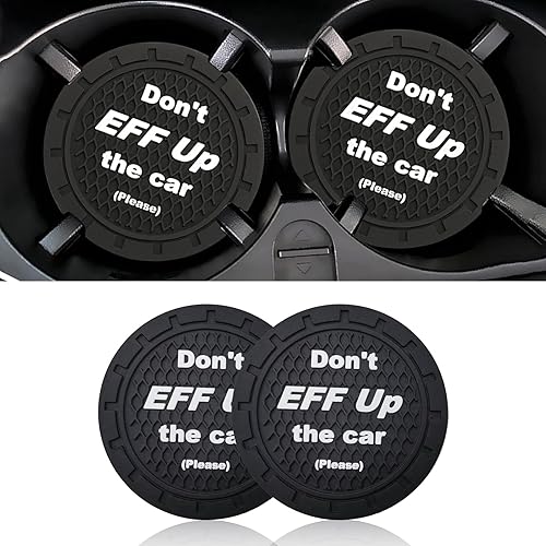 jeseny Paquete de 4 posavasos para automóvil portavasos de silicona portavasos para automóvil ajuste universal No te jodas a mi automóvil negro