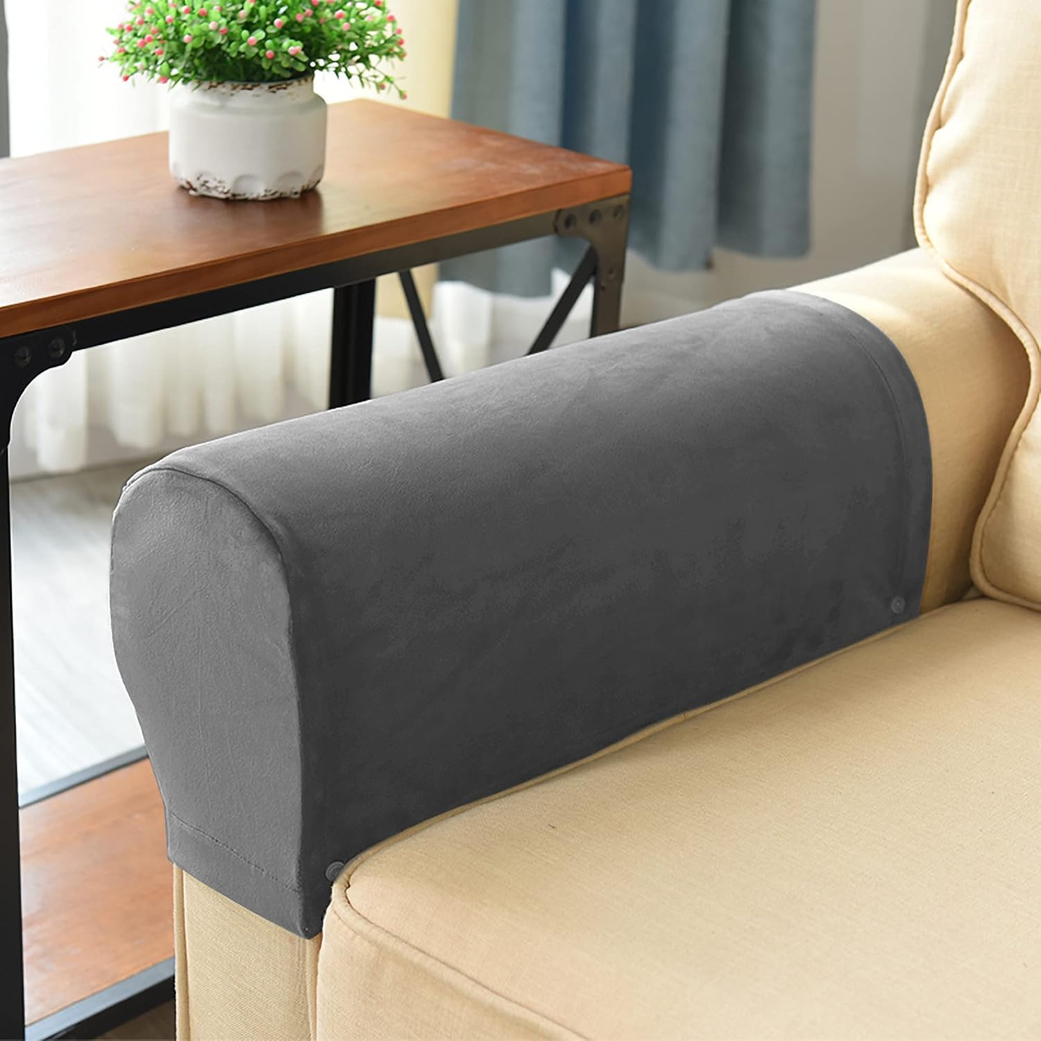 ESRISE Armlehnen-Stuhlbezüge, Stretch-Sessel, Couch, Armlehnenbezug, Rutschfest, Spandex, Polyester, Sofa-Stuhl-Armkappen, Schonbezüge Für Möbelschutz, 2er-Set (Sand