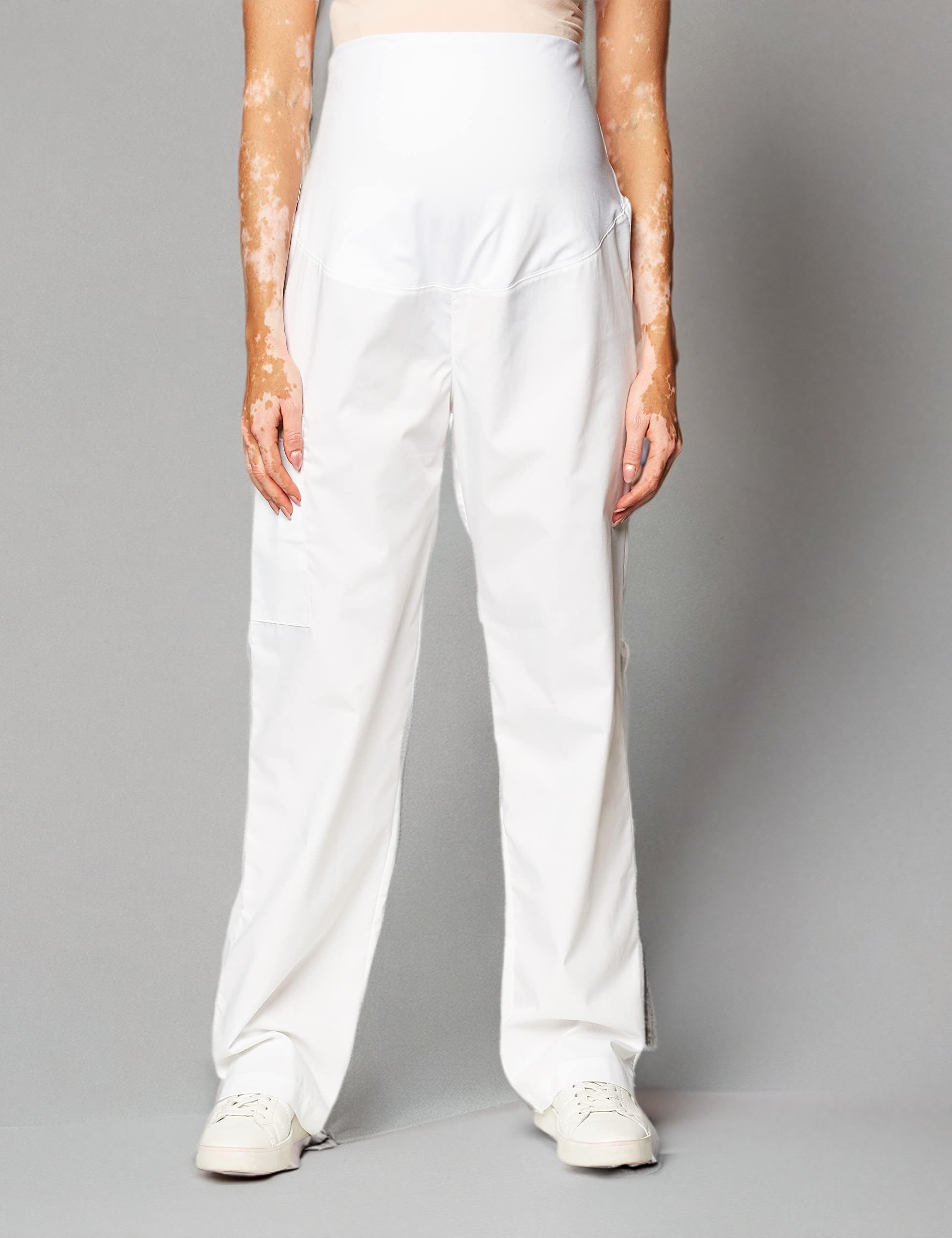 WonderWink Pantalón de maternidad Wonderwork para mujer, Blanco, Medium
