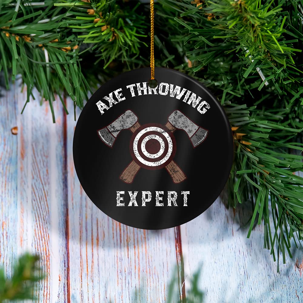Zenladen Christmas Tree Decoration - Funny Axe Throwing Ax Lumberjack Ornament - Christmas Ornament, Ready to Personalize, Personalized Gift, Christmas Tree, Custom Name Ornament