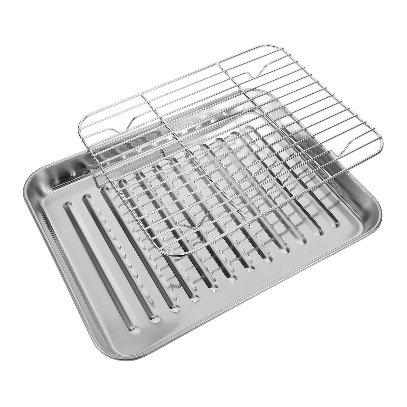 Backblech Obst-Set, Backgeschirr, Grillplatte, Bratpfanne aus Edelstahl, Bratblech mit Rost(Multi)
