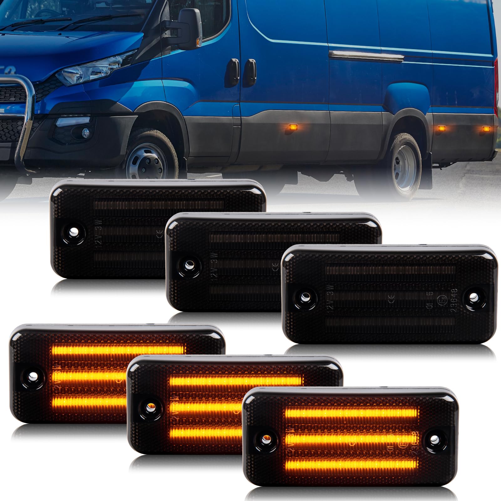 6 Piezas intermitente laterales LED para Fiat Ducato Citroen Relay Peugeot Boxer Trucks Magnum Midliner Midlum Premium 2 VOLVO FE FL II, Luce Intermitente Lateral