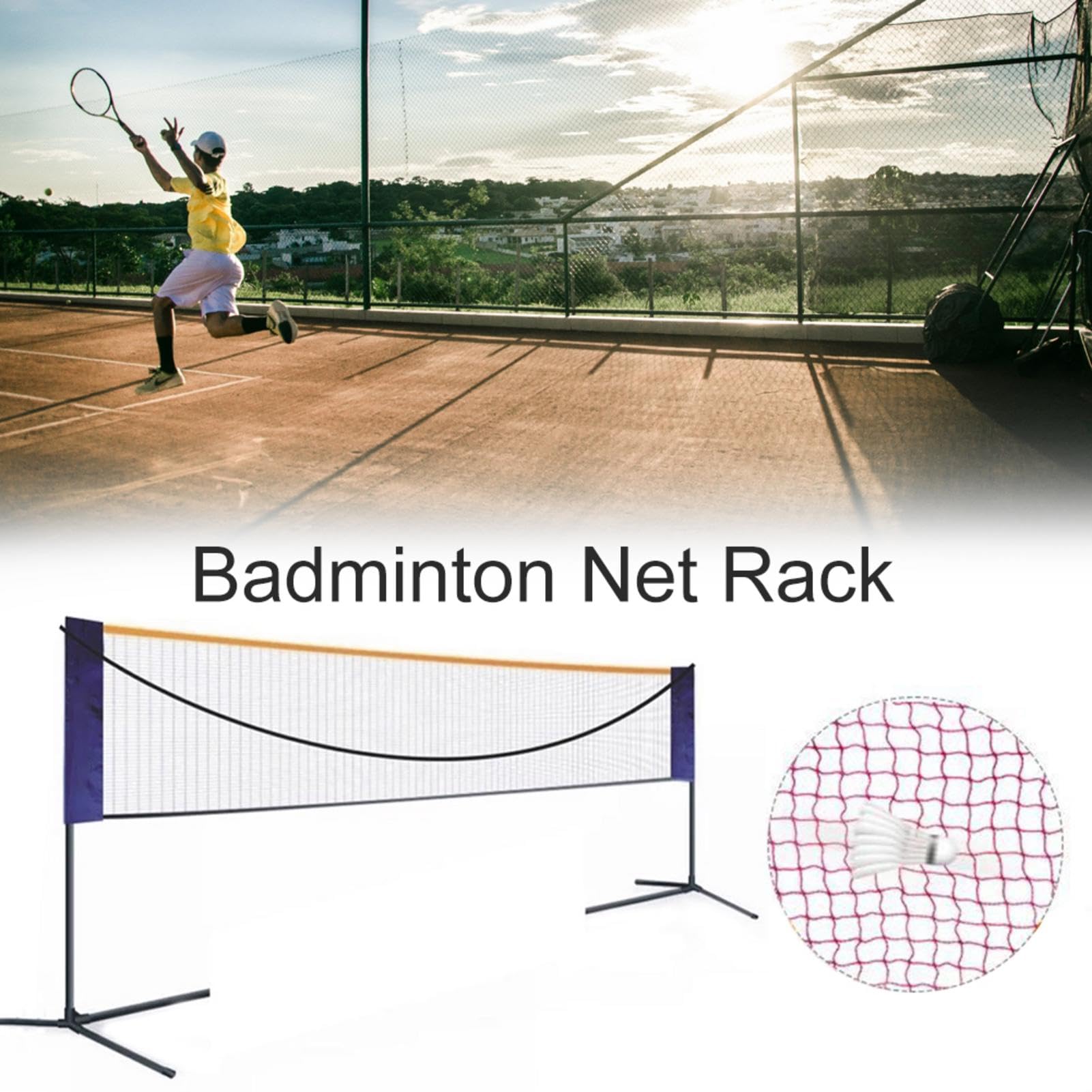 Set di Badminton Compatto - Badminton Esterno Leggero Attrezzature | Sportive Interni Versatili | Struttura Di Regolabile per Badminton, Attività Di in Famiglia Rete per