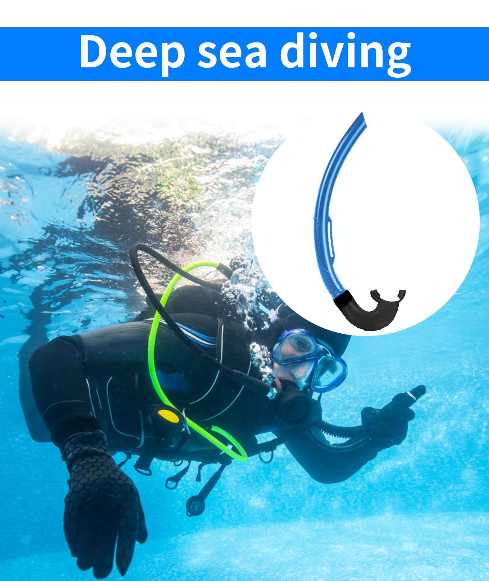 Snorkel for Swimming, Snorkeling Kit for Adults, Swimming Breathing Pipe, Scuba Diving Kit, Tropical Waters, Lakes, Beach Activities(Blue) 2