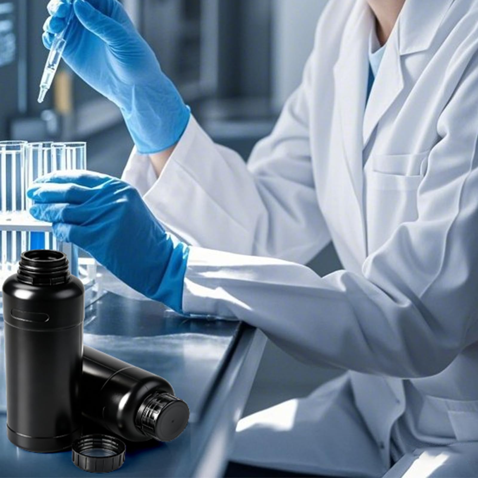 2 x 1000 ml butelki do napełniania, butelki do przechowywania chemikaliów fotograficznych, butelka do picia, pojemnik na wodę (czarny)