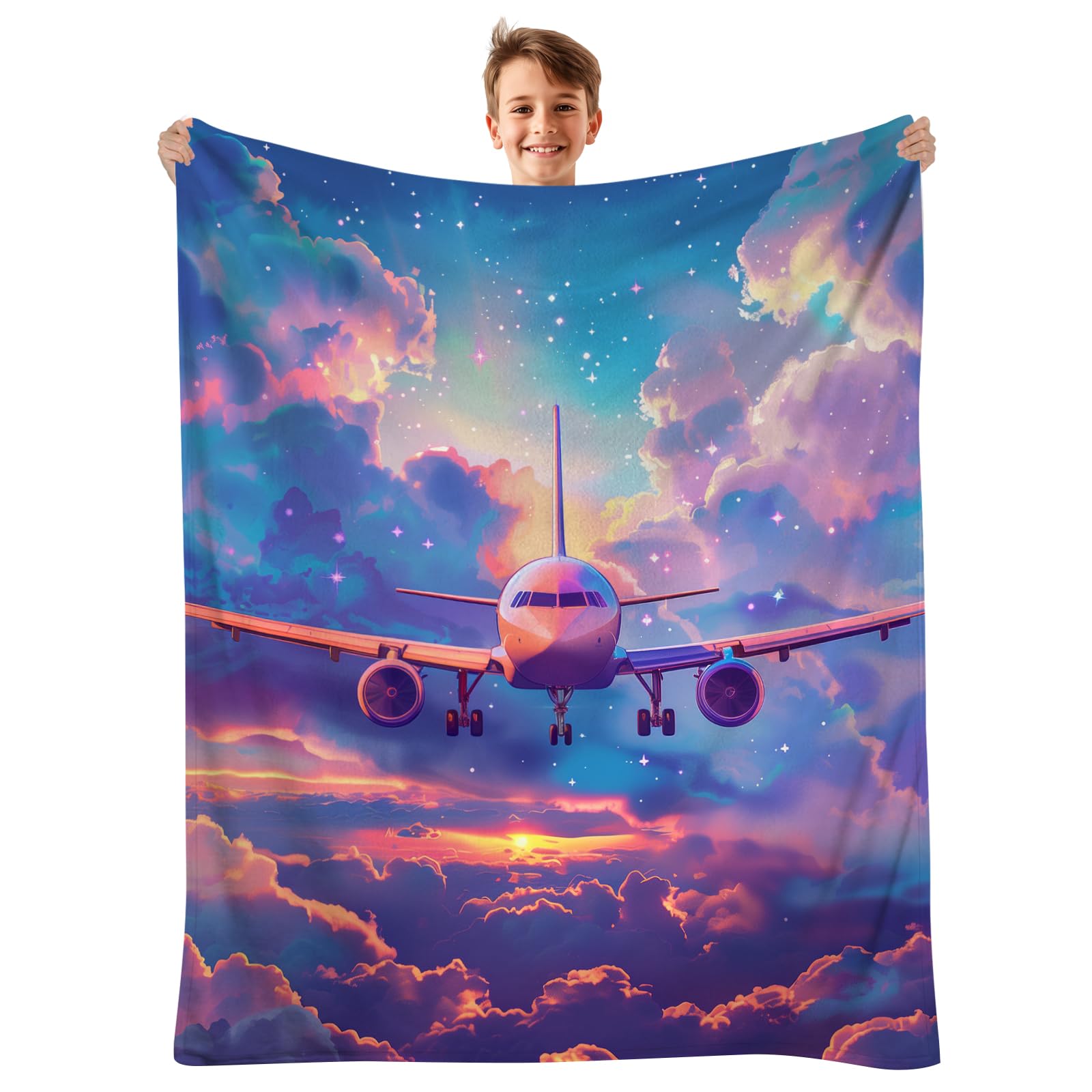 Amazon.com: SKT T1 Airplane Blanket, Pink and Blue Cloud Plane