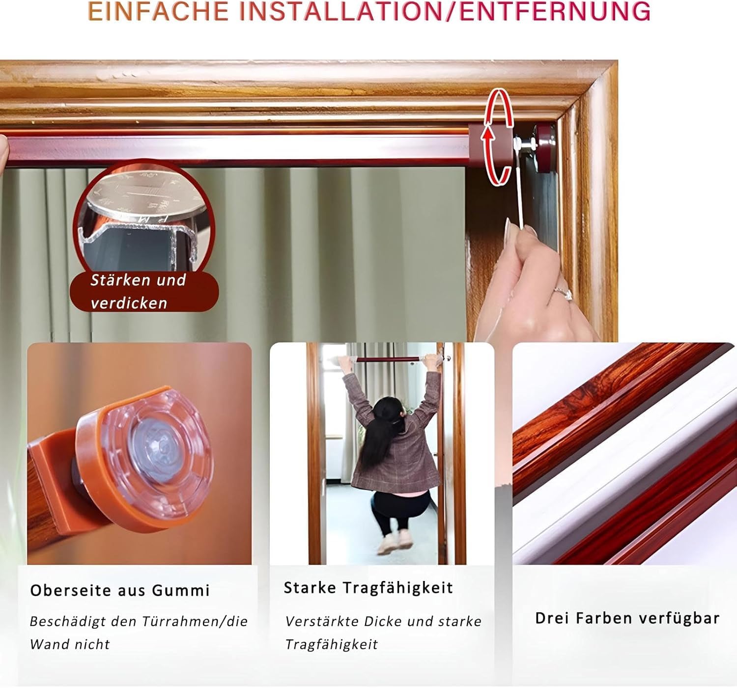 Tenda con perline in legno, senza trapano, perline di cristallo decorative per finestre e balconi, facile da installare, divisorio per soggiorno e porta