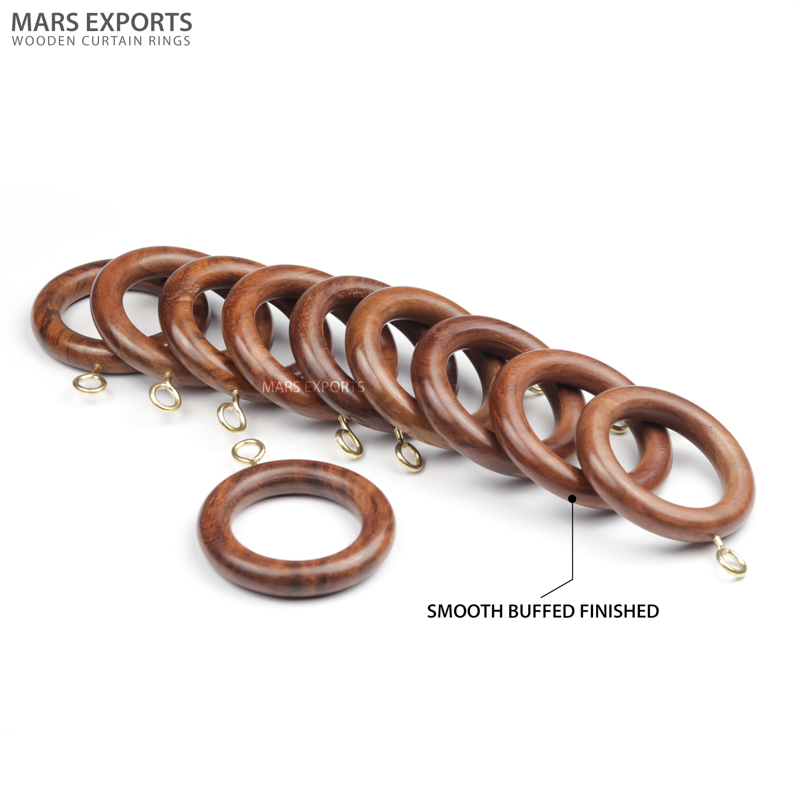 12 Pcs Wooden Curtain Rings With Clips - For 1 Inch Rod, Rosewood Drapery Hooks (2.7 Inch Inner Diameter) - View #8