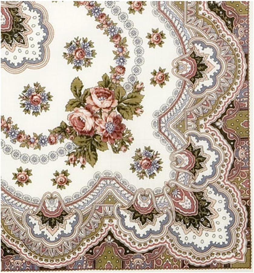 Pavlovo Posad Crane 100% Wool Russian Shawl with Silk Fringe 50х50'' (125x125 cm) White