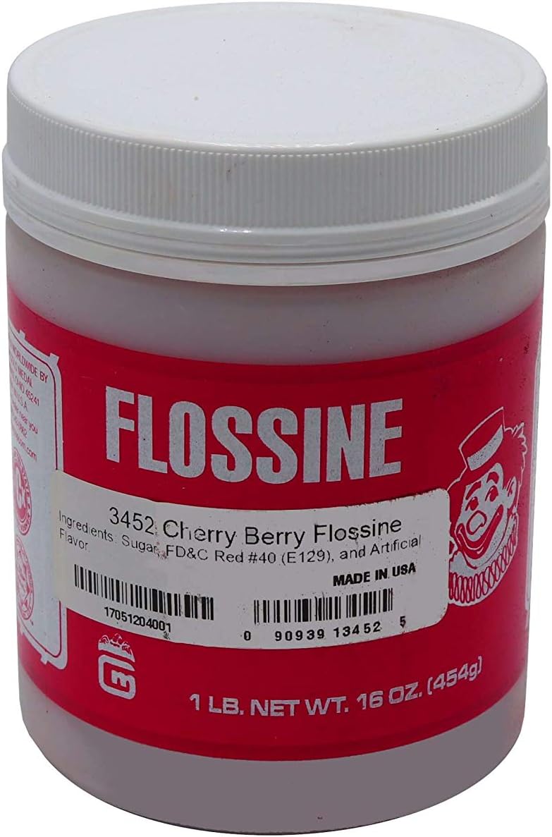 Beach Cities Wholesalers Cotton Candy Flossine - Cherry Red 1lb Jar (1 Count)