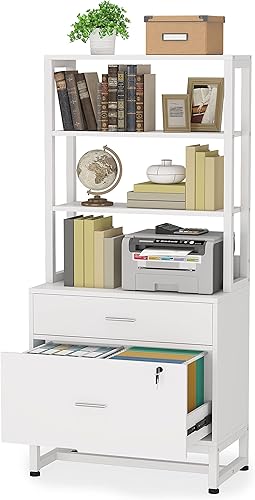 LITTLE TREE Archivador vertical de oficina con 2 cajones, grande, color blanco