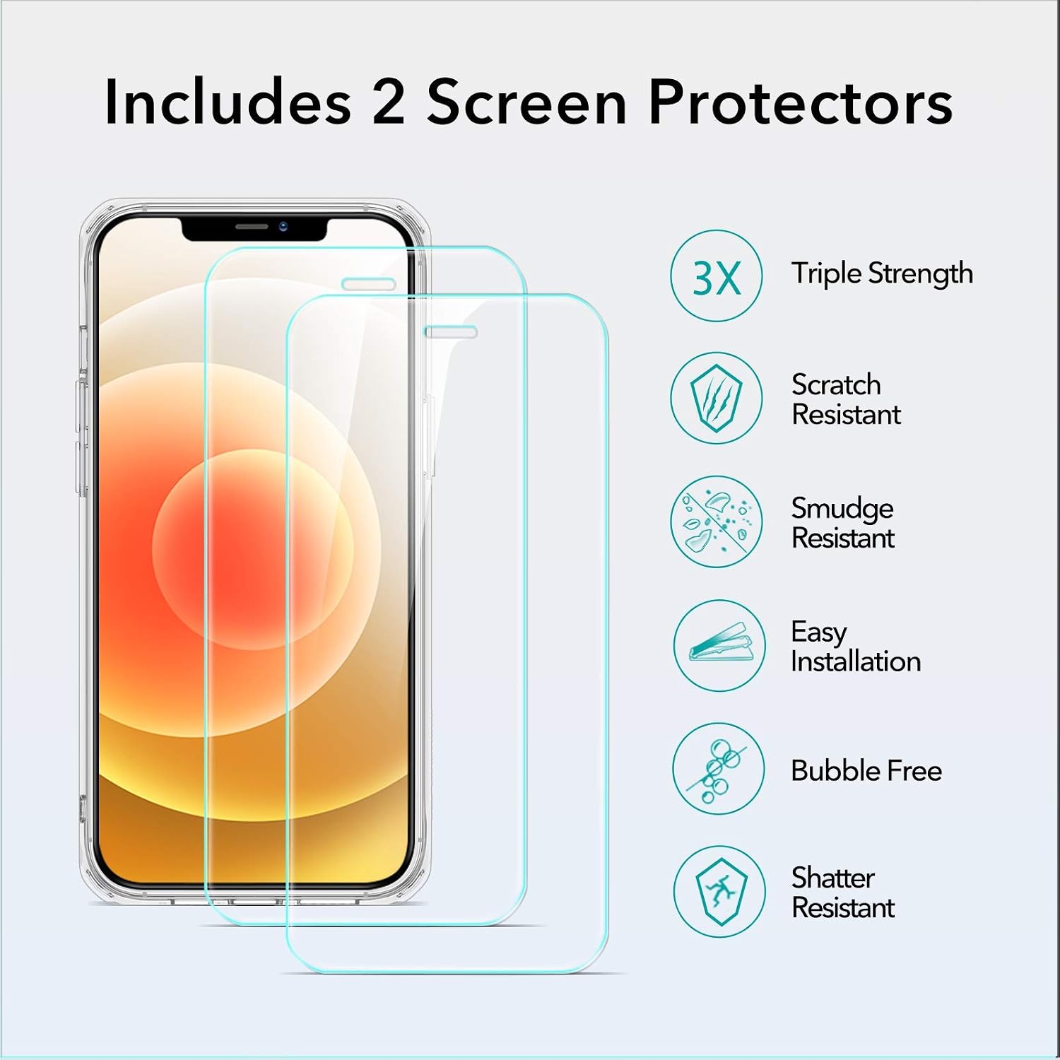 ESR Sidekick Series Compatible with iPhone 12 Mini Case with Screen Protectors, [2 Glass Screen Protectors] [Ergonomic Protective Case] [Shock-Absorbing Corners], 5.4-Inch, Clear