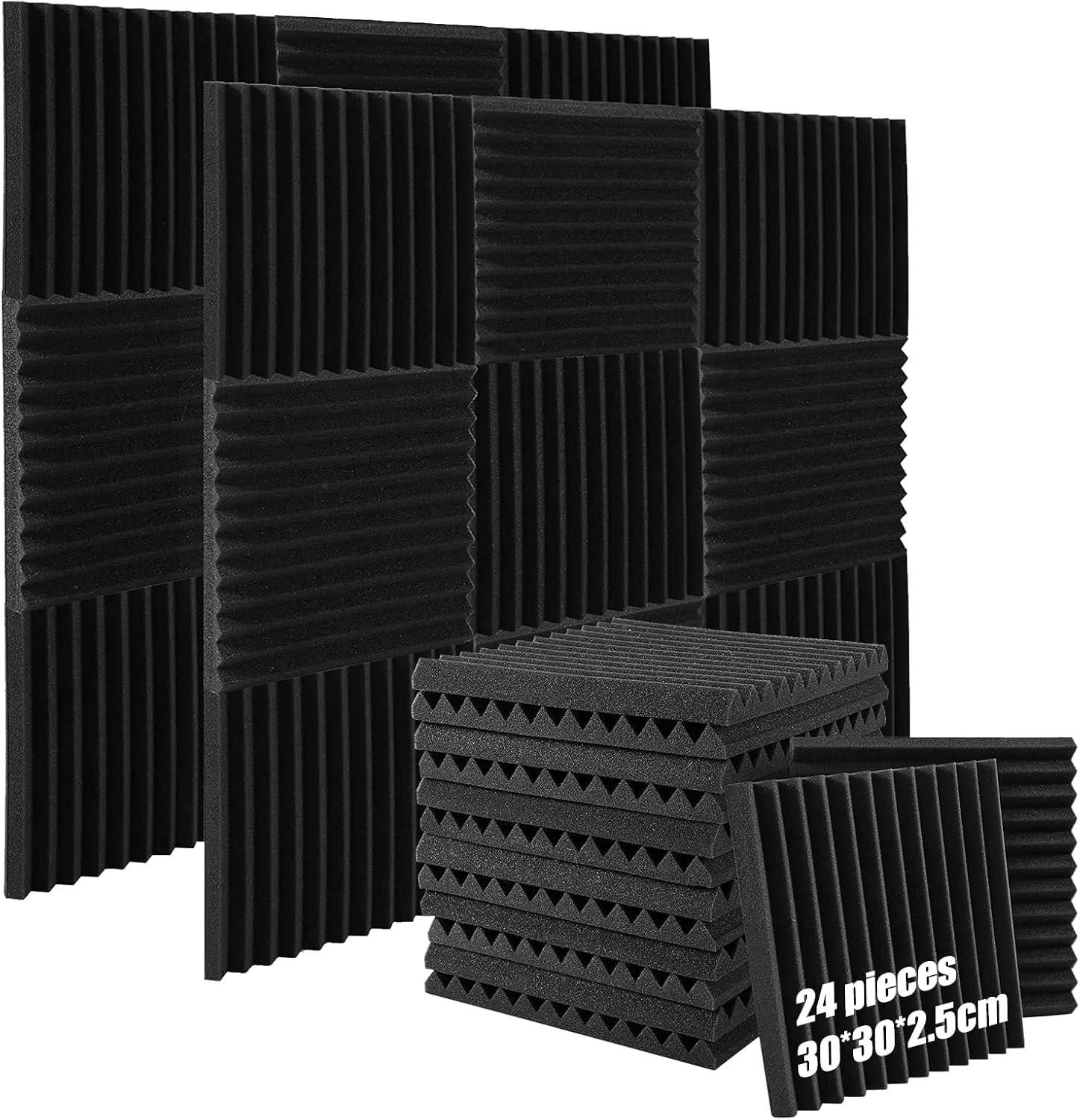 24 Pack Acoustic Foam Panel, 1" X 12" X 12" HighDensity Sound Proofing