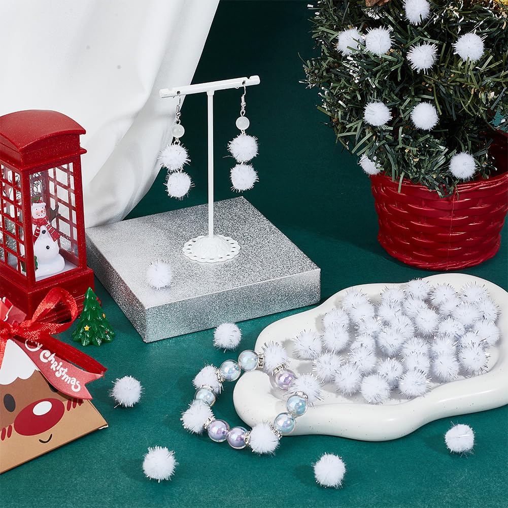 SUNNYCLUE 120pcs Sparkle Pom Pom Glitter Ball Bulk 15mm White Fibre Soft Fluffy Decor Round Fuzzy Tinsel Balls Glitters Pompoms for DIY Art Crafting Cat Christmas Party Decorations Findings - Image 4