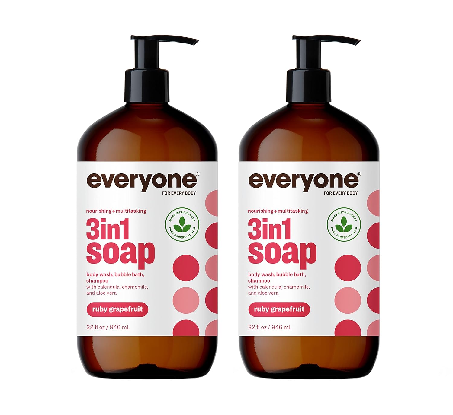 Everyone 3-in-1 Soap, Body Wash, Bubble Bath, Shampoo, 32 Ounce (Pack of 2), Vanilla and Lavender, Coconut Cleanser with Organic Plant Extracts and Pure Essential Oils (Packaging May Vary) : Beauty & Personal Care